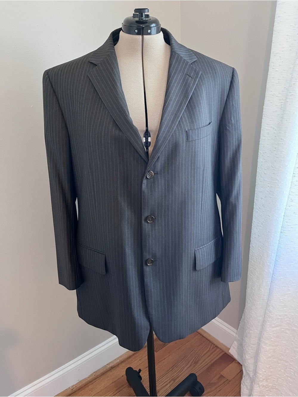Nautica Men's Gray Pinstripe Suit Jacket